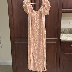 Floral Pink and Orange Women's Dress Size Large.